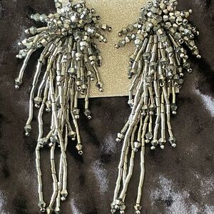 Natasha Silver Gunmetal Beaded Earrings